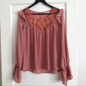 Molly Bracken long puff sleeve boho blouse. Cottagecore Lace ruffles